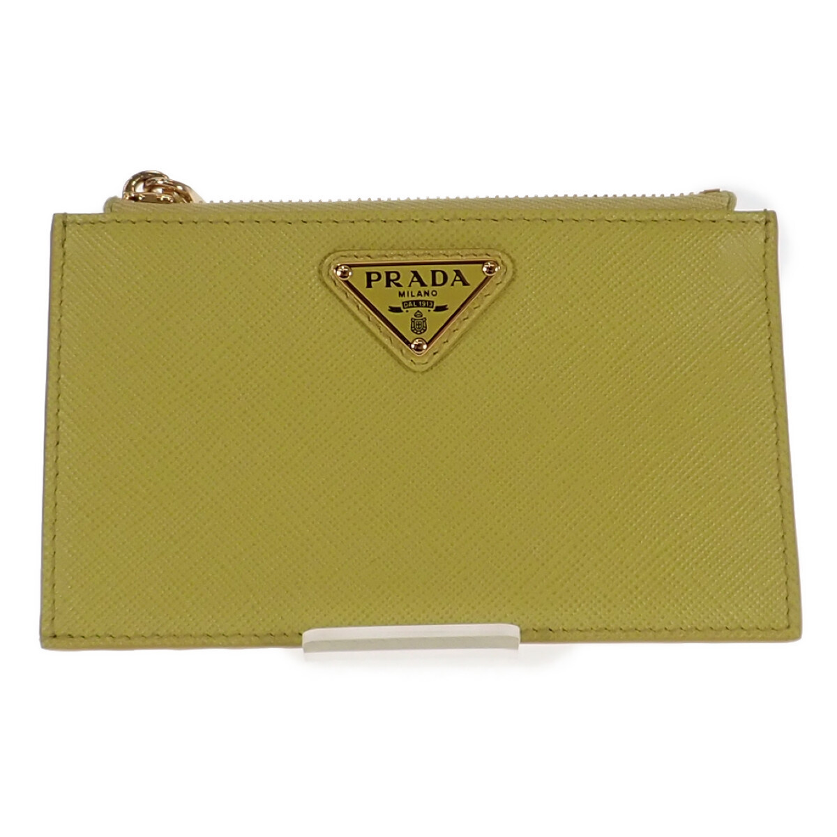 Prada Card Triangle Yellow Saffiano Logo Holder Prada Card Triangle Yellow Saffiano Logo Holder